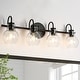 preview thumbnail 31 of 51, Modern 3-Light Bathroom Vanity Light Minimal Globe Glass Wall Sconce 4-Light/ 28.5" - Black