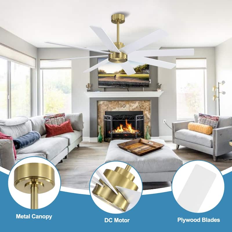 MLiAN 72 in. 8-Plywood Blades Indoor Ceiling Fan With Remote...