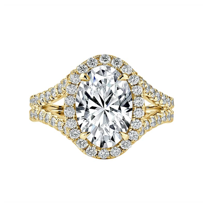 Auriya 14k Gold 2 1/2cttw Split Shank Oval Halo Diamond Engagement Ring (H-I, I1-I2)