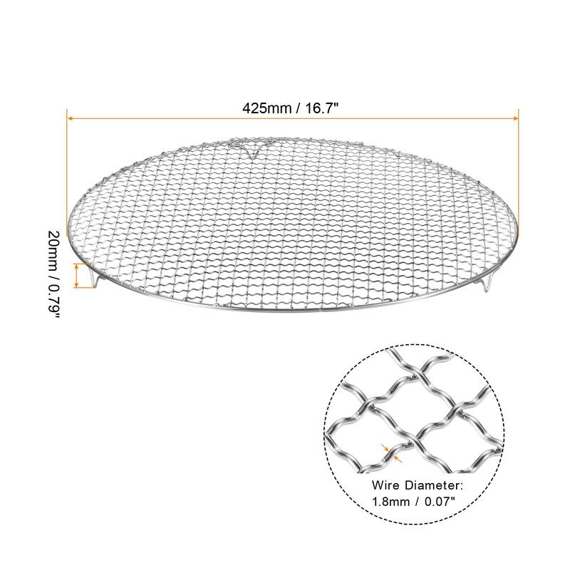 Round Cooking Rack 16.7" 201 Stainless Steel Barbecue Grill with 20mm Legs - 16.7 Inch - Silver
