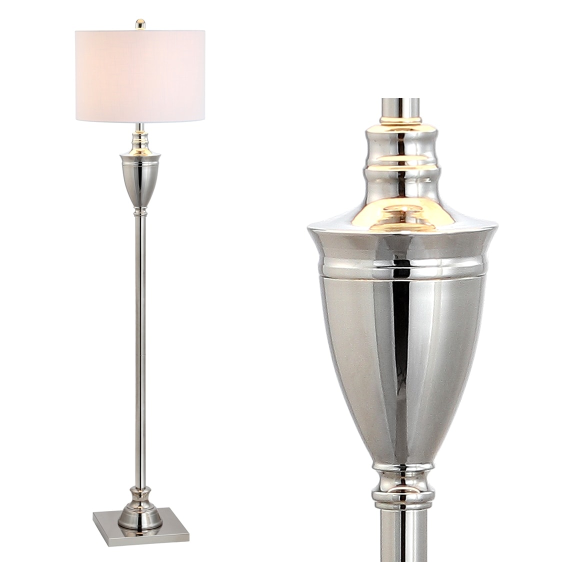 JONATHAN Y Othello 62" Metal LED Floor Lamp, Polished Nickel