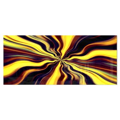 Designart 'Yellow Purple Black Fantasy' Abstract Digital Art Metal Wall Art