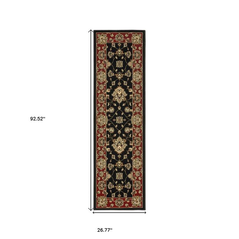 HomeRoots Floral Traditional Runner Area Rug - 92.52 in. x 26.77 in. x 0.43 in.
