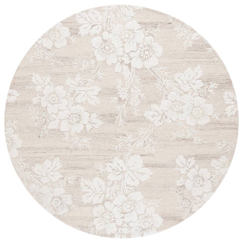 SAFAVIEH Handmade Glamour Riga Modern & Contemporary Viscose Rug - 6' Round - Beige/Ivory