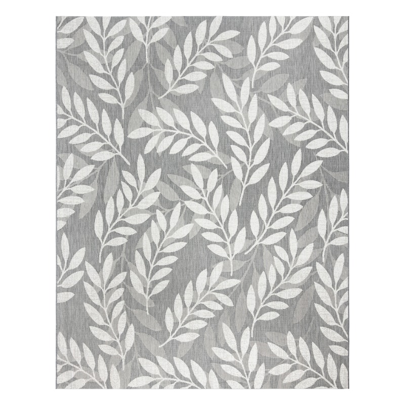 Gertmenian Paseo Faiza Dark Grey Casual Leaf Flatweave Indoor/ Outdoor Area Rug