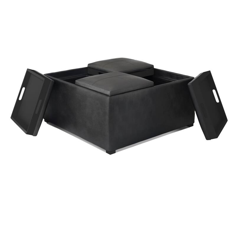 Square Coffee Table Storage Ottoman