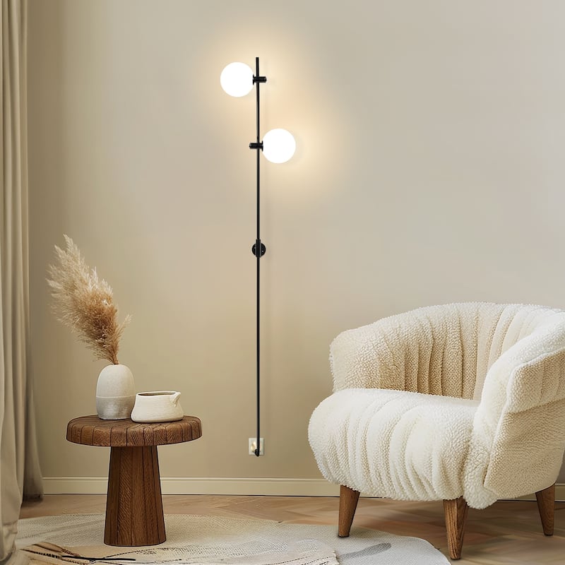 Brightech Equinox 2-Light Classic Black LED Wall Sconce with 2 Adjustable Heads