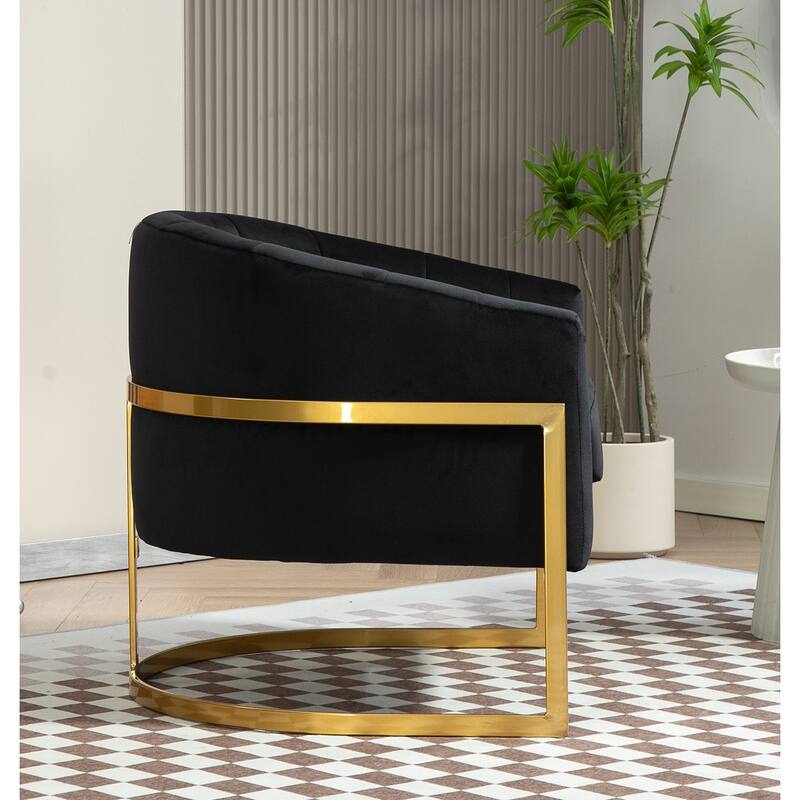 Modern Velvet Gold Accent Armchair