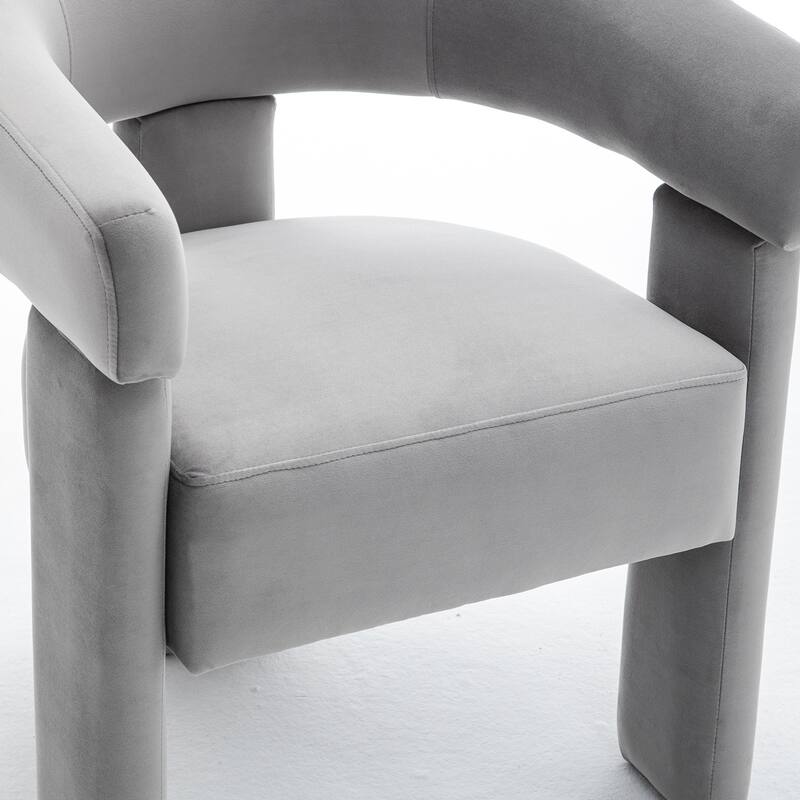 SEYNAR Modern Velvet Accent Chair Set of 2, Upholstered Barrel Armchair with Curved Back and Thickened Padded Seat