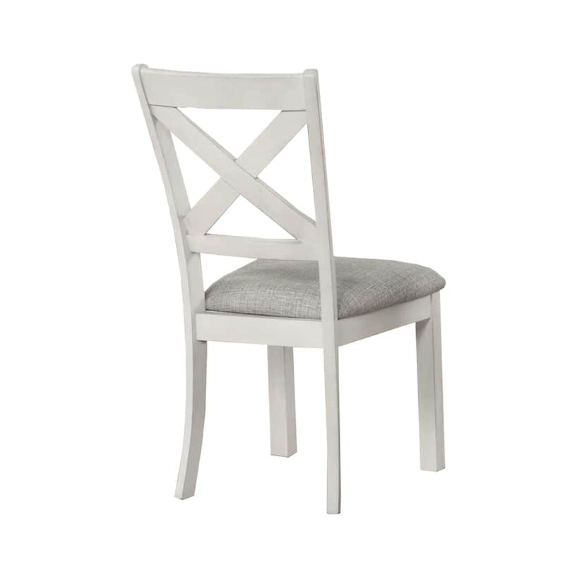 Set of 2 Upholstered Dining Chairs with Cross Back in Rustic White Oak