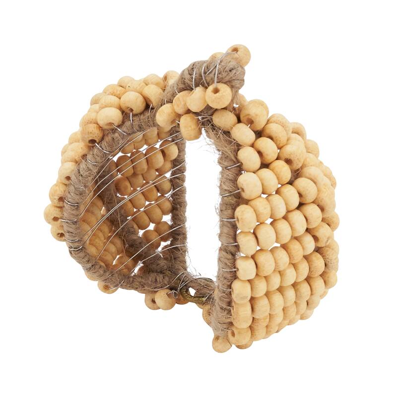 Fall Fantasy Beaded Pumpkin Napkin Ring (Set of 4) - Natural - Set of 4