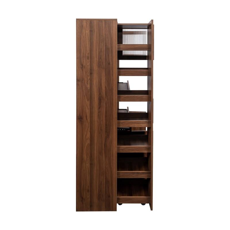 Tall Farmhouse Kitchen Pantry Cabinet, Pantry Storage Cabinet with 4 Doors & Shelf, Freestanding Pantry Organizers