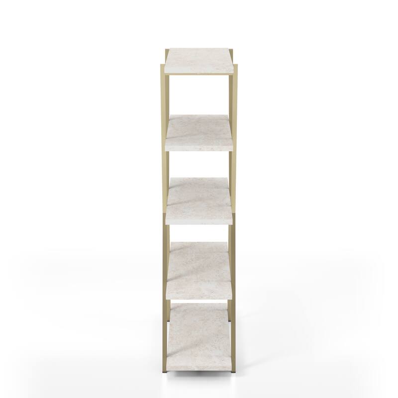Epstewin Modern 5-Shelf Metal Frame Bookcase/Room Divider by Silver Orchid