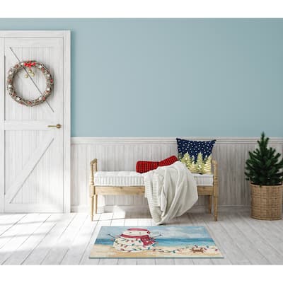 Liora Manne Esencia Beach Snowman Indoor/Outdoor Mat
