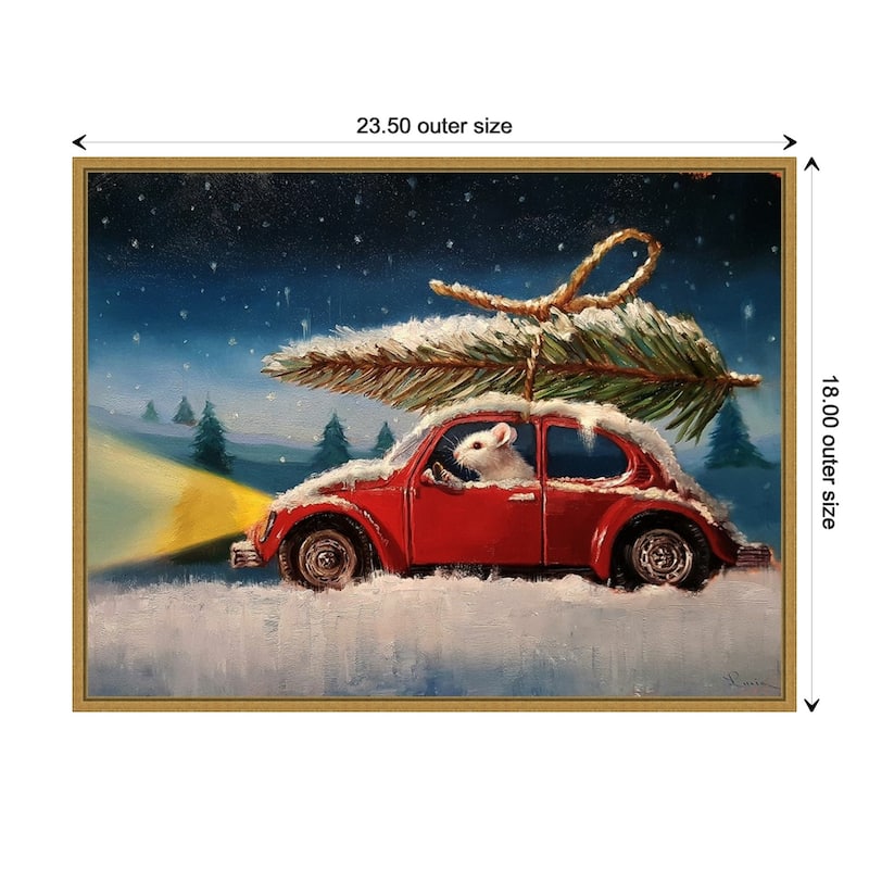 Mouse with Christmas Tree by Lucia Heffernan Framed Canvas Art
