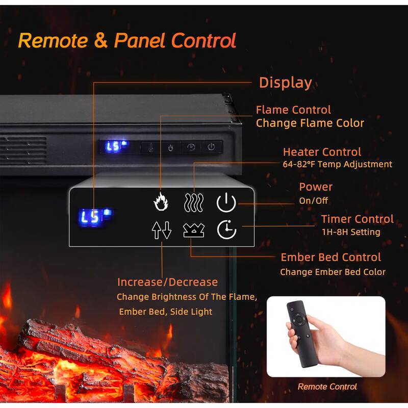 Fireplace TV Stand for 80" TV, Farmhouse Entertainment Center with LED