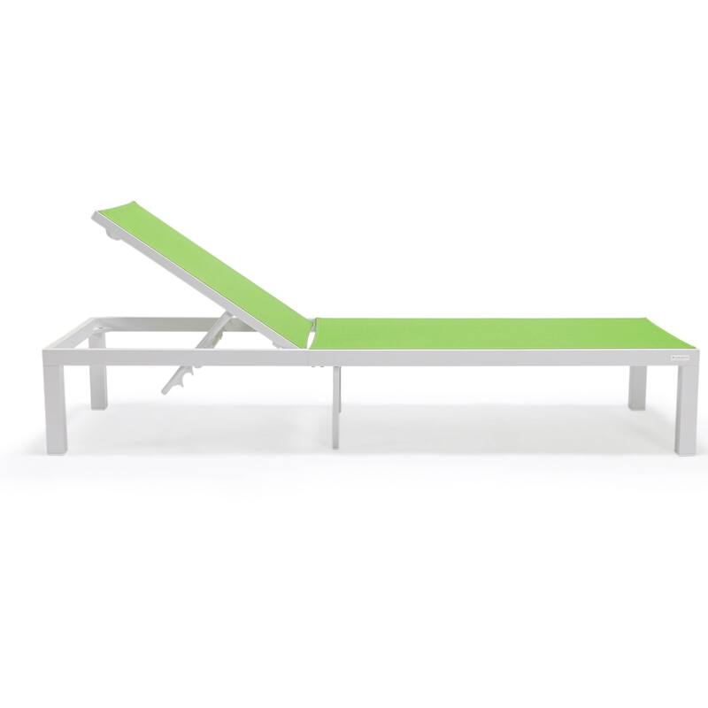 Aluminum Beach Pool Sun Lounge Chair Sling Mesh Fabric Reclining Stackable Lounger Chair