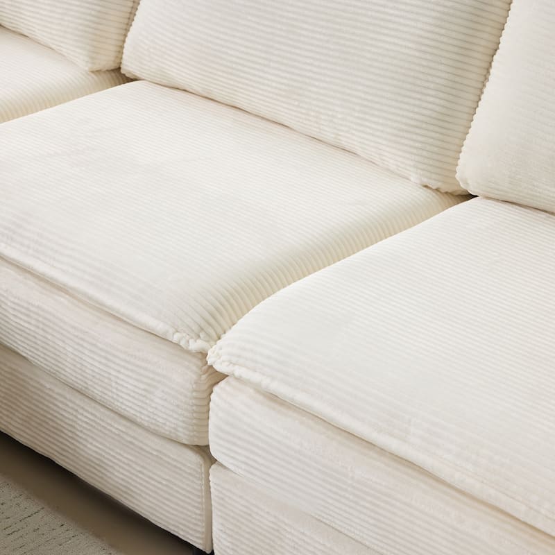 Corduroy Symmetrical Modular Couch U-shaped Sectional Sofa with 2 Ottoman Chaise Lounge and Throw Pillows for Living Room