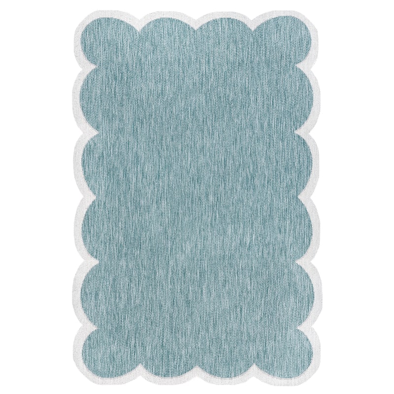 JONATHAN Y Alice Classic Cottage Two-Tone Scalloped Indoor/Outdoor Shaped Area Rug
