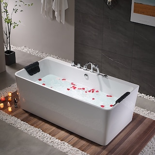 67" x 34" Free standing Whirlpool Acrylic Bathtub with Faucet