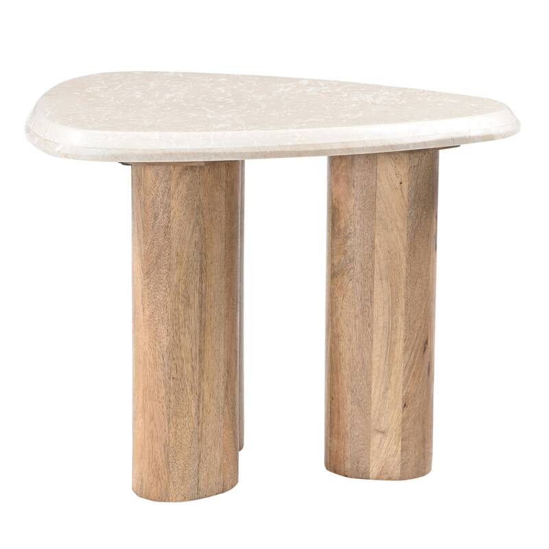 Marlin Modern Marble & Mango Wood Nesting Table Set