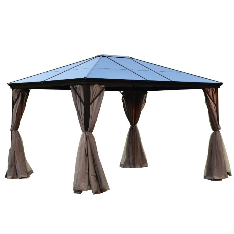 ARIKO❤︎ ALEKO Hardtop Gazebo w/ Removable Mesh Walls - 10' x 12' - Bed