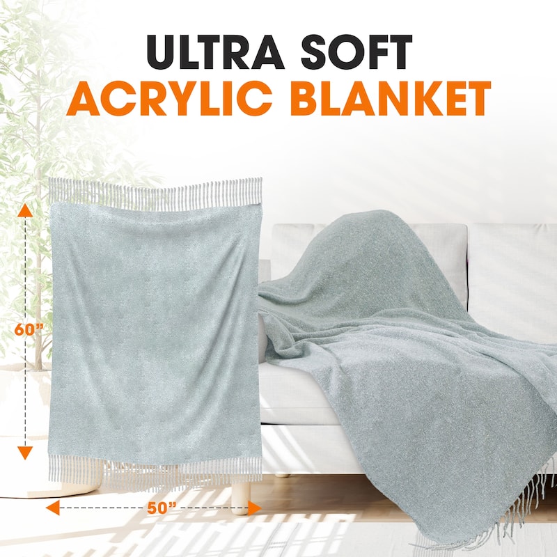 Cheer Collection Ultra Soft Knit Fringe Throw Blanket