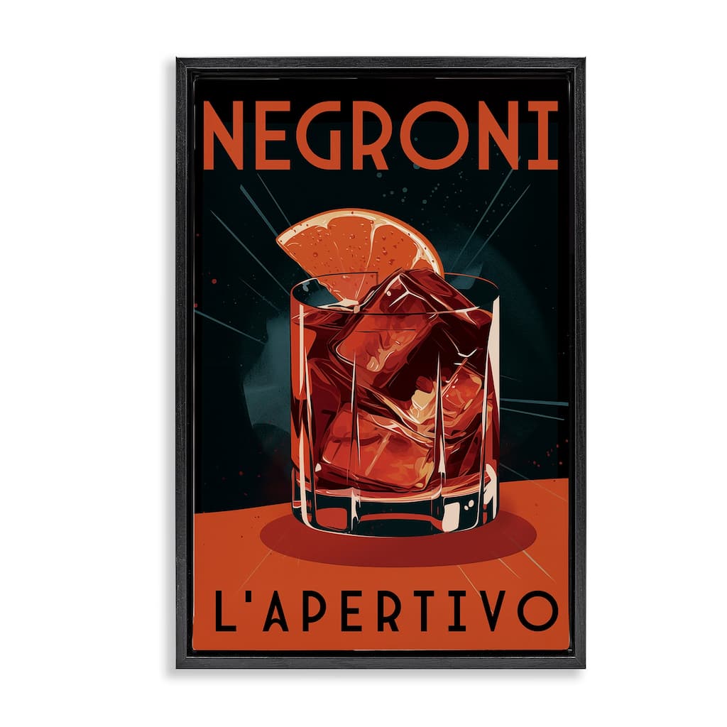 Stupell Vintage Midcentury Negroni Drink Framed Floater Canvas Wall Art Design By Andreas Magnusson