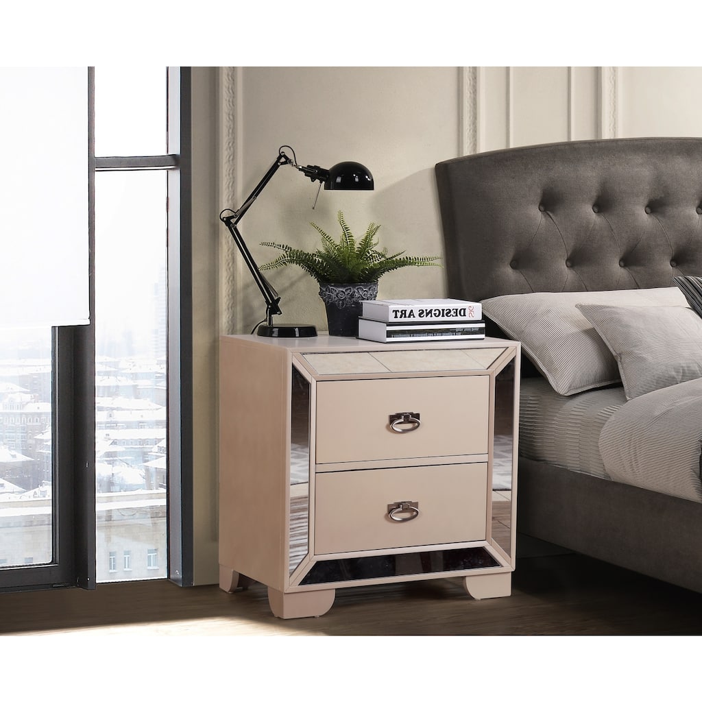 Pearl Finish Nightstand with Sleek Contemporary Design, Stylish Bedside Table for Bedroom Decor and Everyday Organization