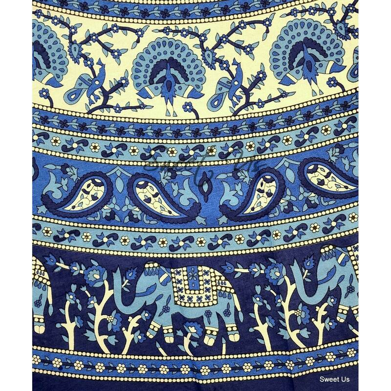 Cotton Palatial Elephant Floral Tablecloth Round