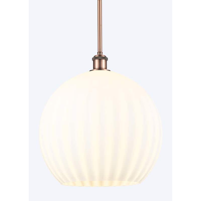 Innovations Lighting 516-1S-17-14 White Venetian Pendant White - Antique Copper / White Venetian