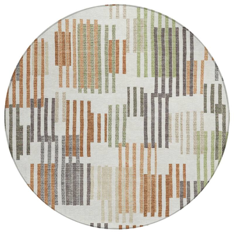 Machine Washable Indoor/ Outdoor Modern Pines Chantille Rug