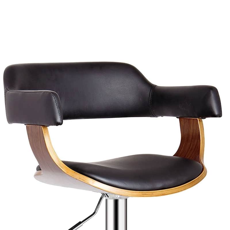 Contemporary Swivel Adjustable Oak Wood Barstool
