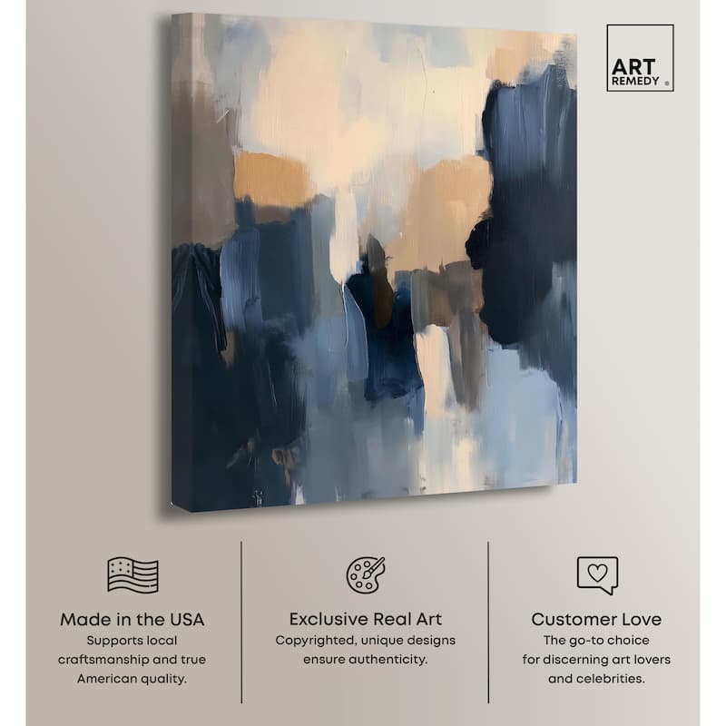 Navy Beige I Canvas by Art Remedy, Gallery Wrapped