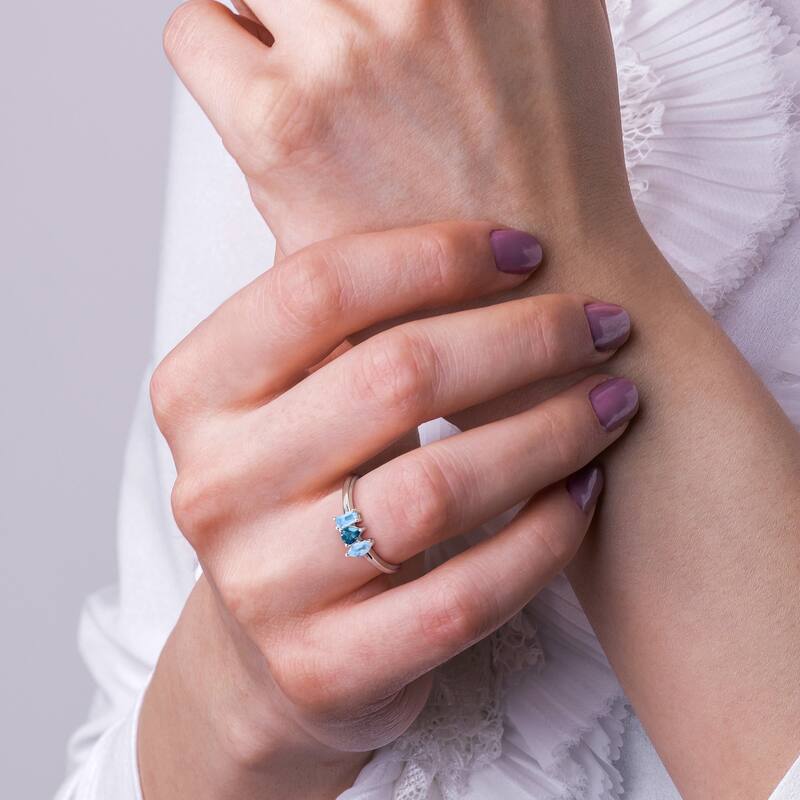 Miadora Multi-Gem Three Stone Ring Sterling Silver