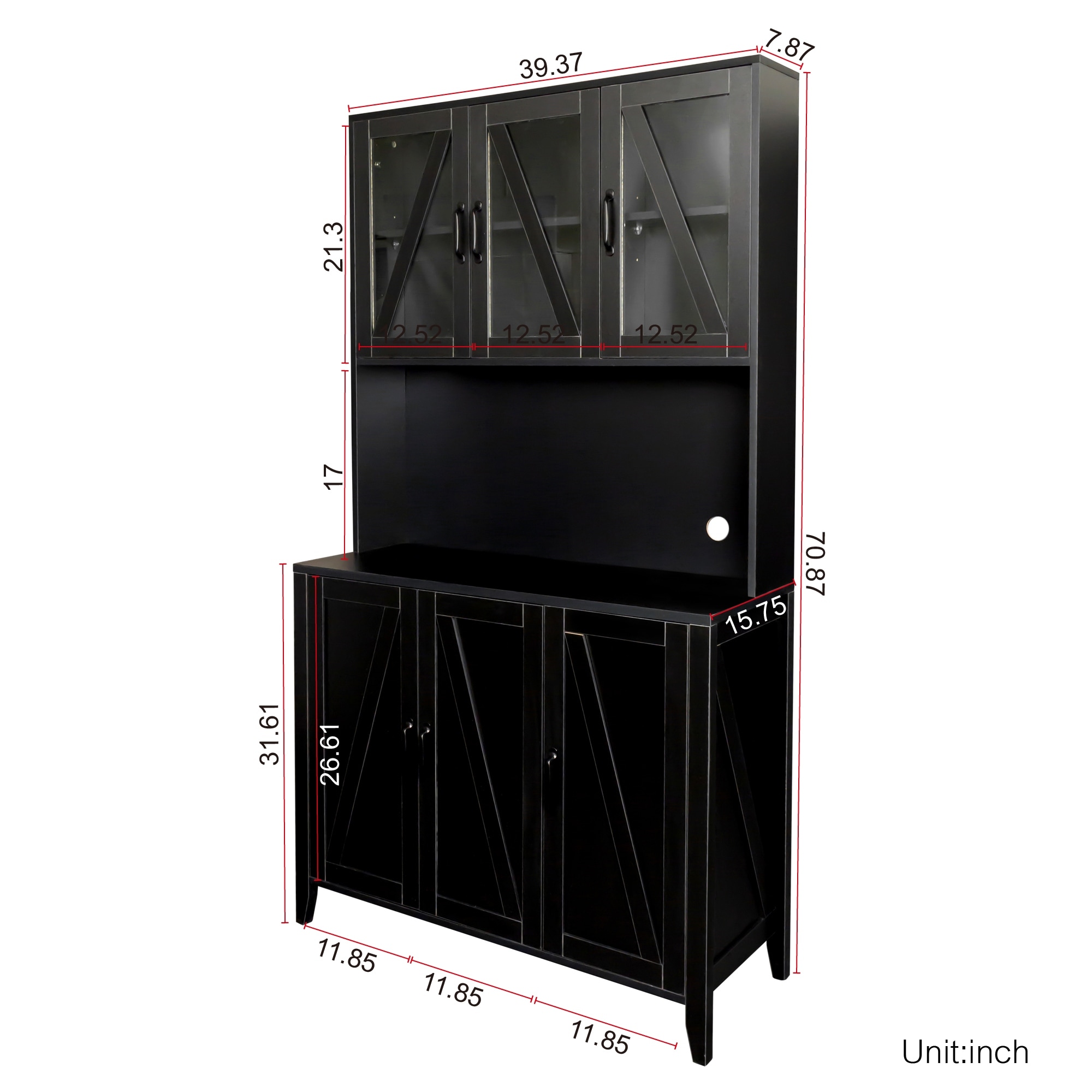 Tall black sales buffet cabinet