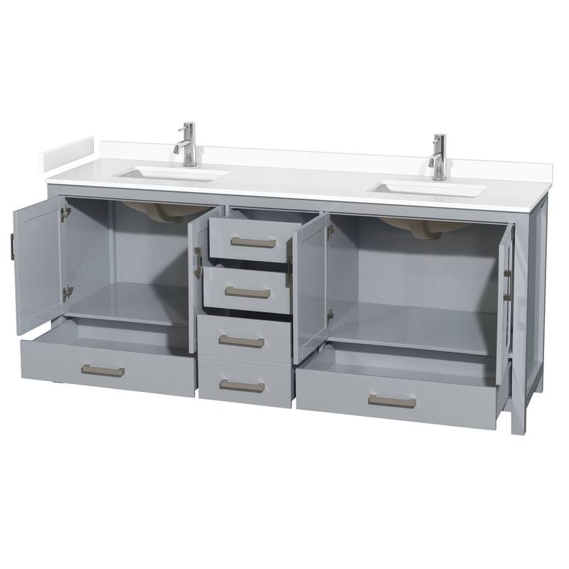 Wyndham Collection Sheffield 80" Double Bathroom Vanity, Carrara