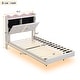 preview thumbnail 4 of 10, Twin Size Upholstery Platform Bed with LED Light Strips, Storage Headboard & 2 USB Charging, Beige