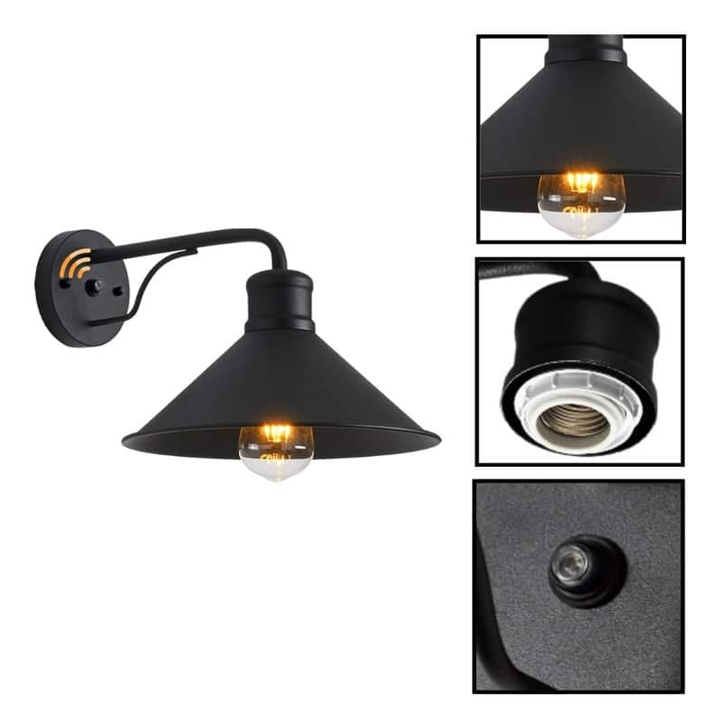 2 Pack lighting fixture black bulb light metal wall light