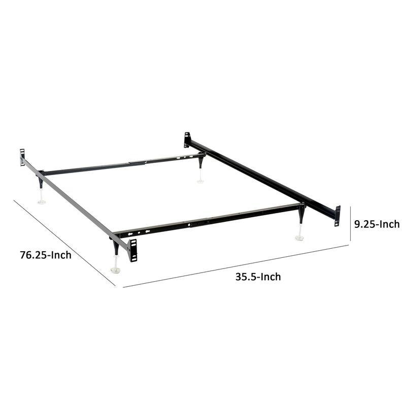 Nit Multisize Bed Frame, Twin or Full, 4 Legs with Glides, Black Metal