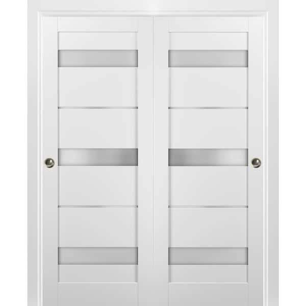 Sliding Closet Bypass Doors hardware / Quadro 4055 White Silk Frosted ...
