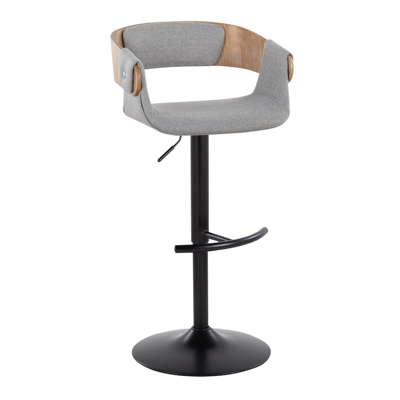Carson Carrington Gavle Adjustable Bar Stool with Rounded T Footrest (Set of 2) - Grey Fabric/White Wash/Black Metal