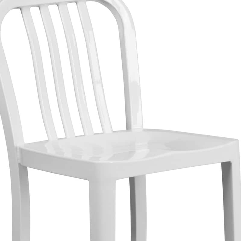 24'' High Metal Indoor-Outdoor Counter Height Stool with Vertical Slat Back