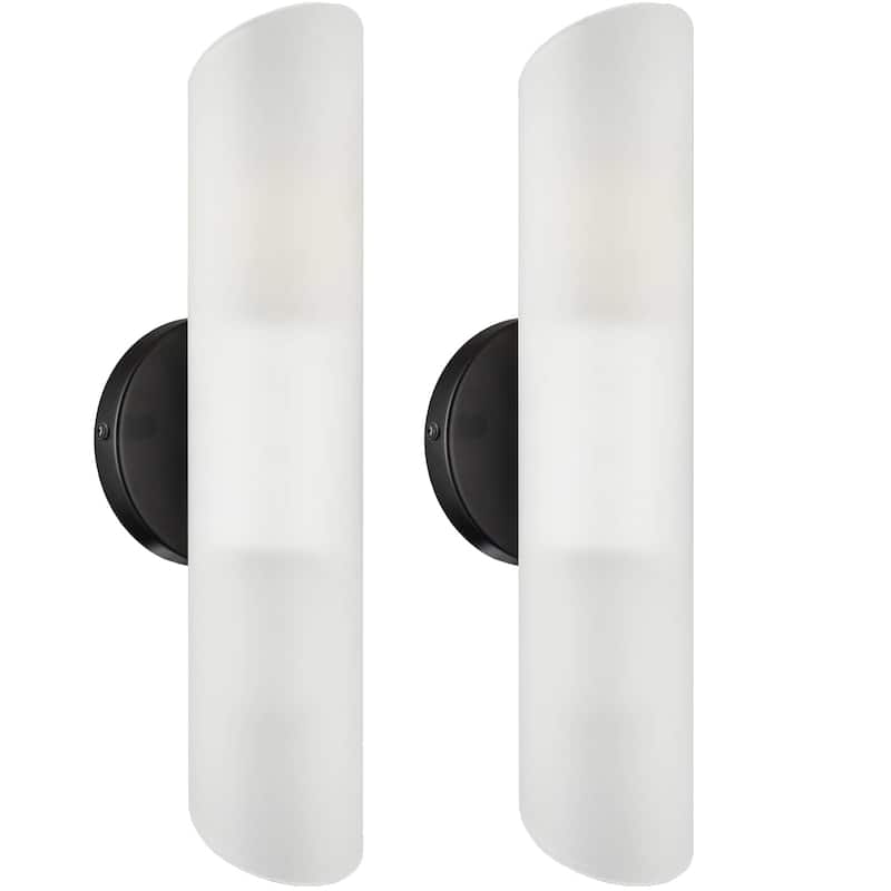 Syracuse Modern 2-Bulbs Cylinder Sconce Lighting Set of 2 - Black