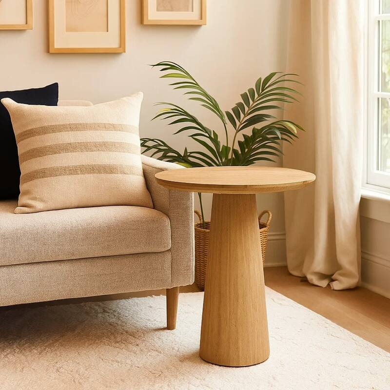 Cid Elma Breakfast Dinette Table, Beige Travertine Marble, Round 28 Inch