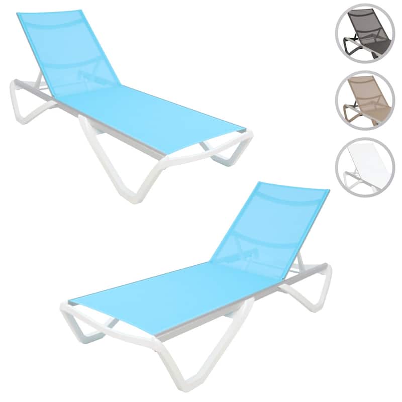 Furnish Theory Seabreeze Deck Patio Sunloungers Lounge Chairs Outdoor Chaise Lounges (Various Frame & Mesh Colors; Set of 2)