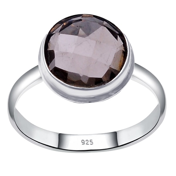 Smoky Quartz Sterling Silver Round Engagement Ring by Orchid Jewelry. Opens flyout.