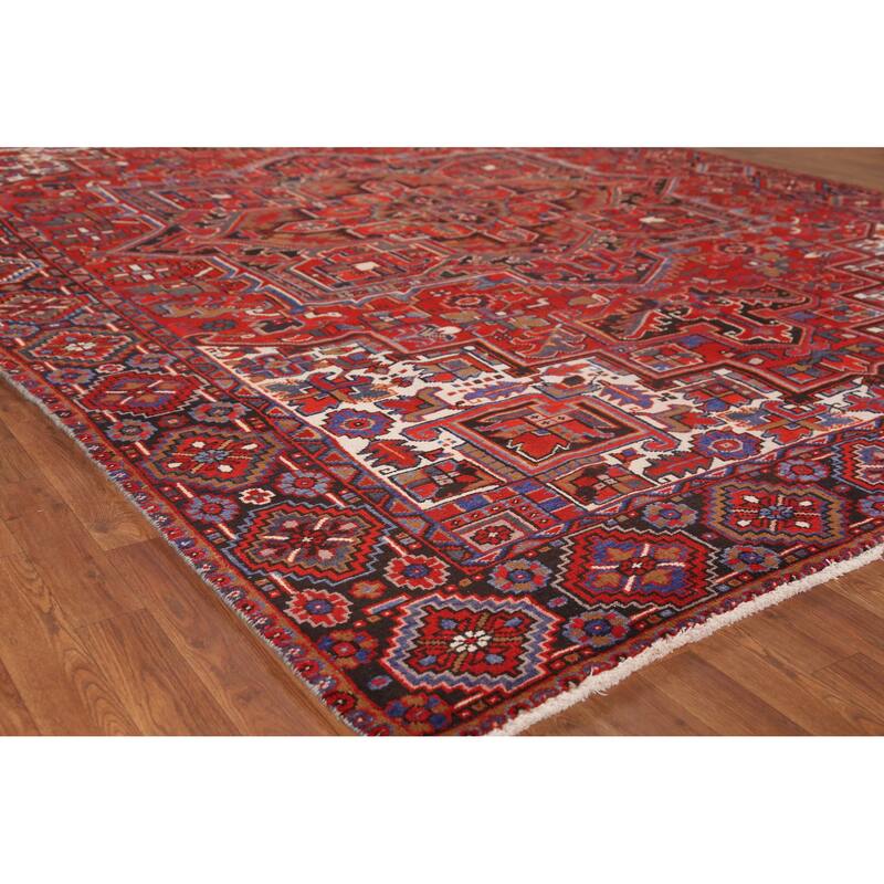 Hand Knotted Oriental 100% Wool Carpet Traditional Medallion Red Heriz Area Rug - 11' 11'' X 8' 10''