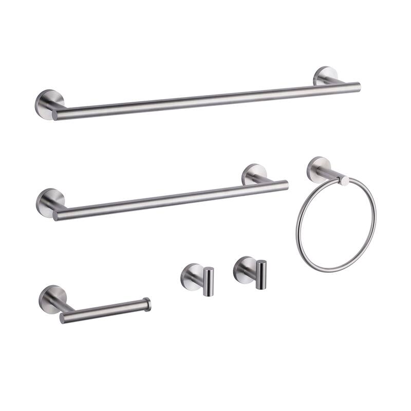 WOWOW 6-Piece Bath Hardware Set with Mounting Hardware - Brushed Nickel