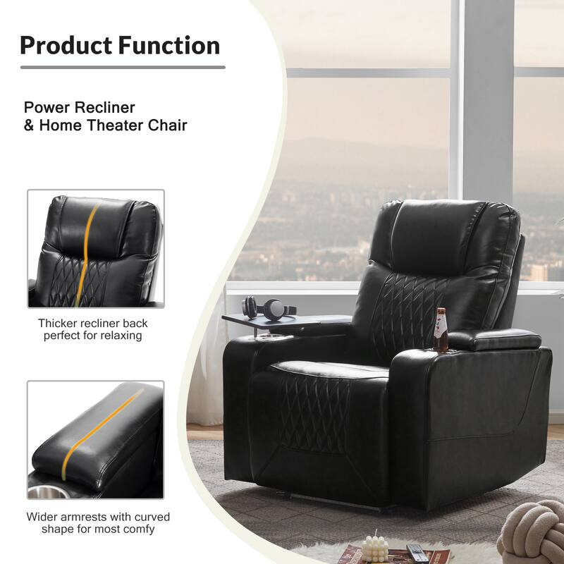 Nestfair Power Motion Recliner with 2 Cup Holders and 360° Swivel Tray Table